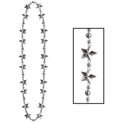STAR BEADS 33" - SILVER - PACK OF 12