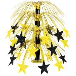 CENTRES DE TABLE CASCADE D'ETOILES 18" - NOIR &OR - PAQUET DE 6