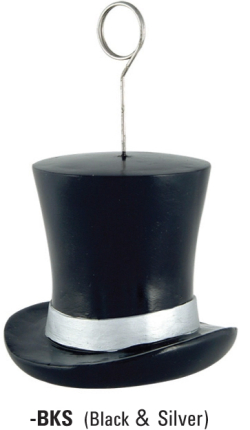 TOP HAT PHOTO/BALLOON HOLDERS - SILVER & BLACK - PACK OF 6