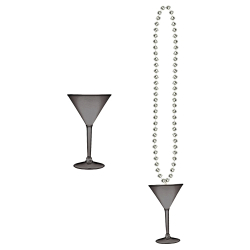 BEADS WITH MARTINI GLASS 36" - BLACK & SILVER - PACK OF 12