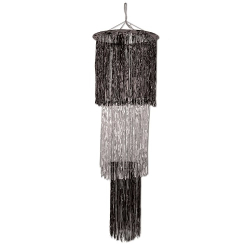 DECORATION SCINTILLANTE DE 4' A SUSPENDRE - NOIR &ARGENT- PAQUET DE 6