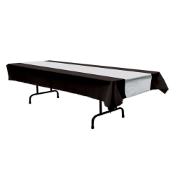 NAPPES EN PLASTIQUE 54" x 108" - NOIR &ARGENT - PAQUET DE 12