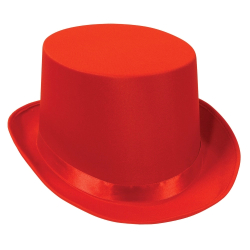 CHAPEAUX HAUTS SATINES - ROUGE - PAQUET DE 6