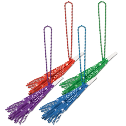 COLLIERS DE PERLES 36" FLUTE HAPPY NEW YEAR - ASSORTIES - PAQUET DE 12