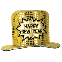 GLITZ'N GLEAM H.N.Y. TOP HATS - GOLD - PACK OF 12