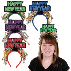 GLITTERED HAPPY NEW YEAR BOPPERS - ASSORTED - PACK OF 12