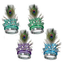 PEACOCK TIARAS - ASSORTED - PACK OF 50