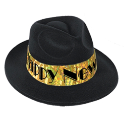 SWINGIN' GOLD FEDORAS - BLACK - PACK OF 25